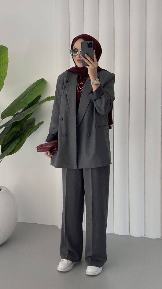 Dady Oversize Palazzo İkili Takım – Gri
