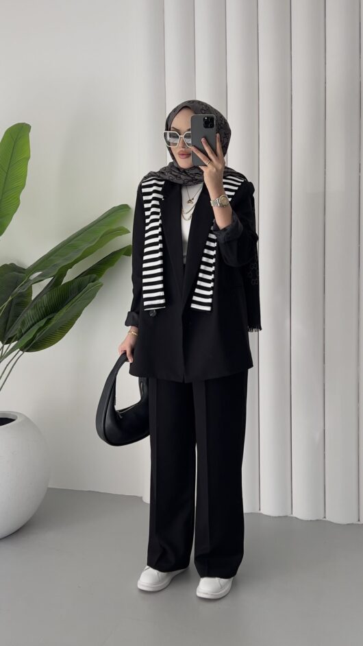 Dady Oversize Palazzo İkili Takım – Siyah